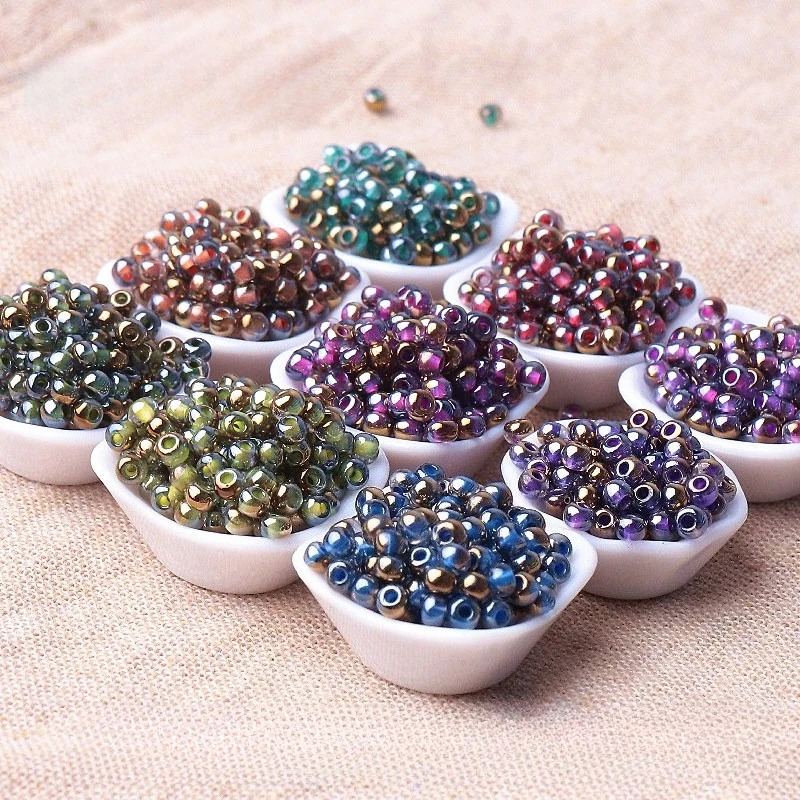 

Gold-Plated 2/3/4mm Uniform Dream Series Glass Rice Beads Set - Gradual Color Change Handmade DIY Jewelry Making Loose Beads