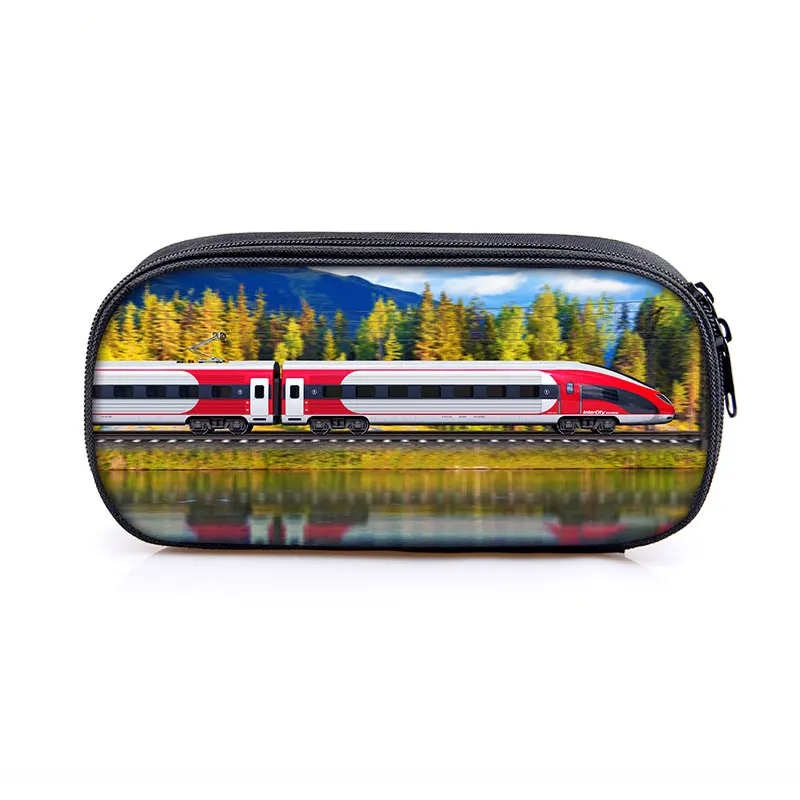 High Speed Rail Train Print Cosmetic Case Pencil Bag Kids Stationary Bags Teenager Pencil Box School Supplies Gift