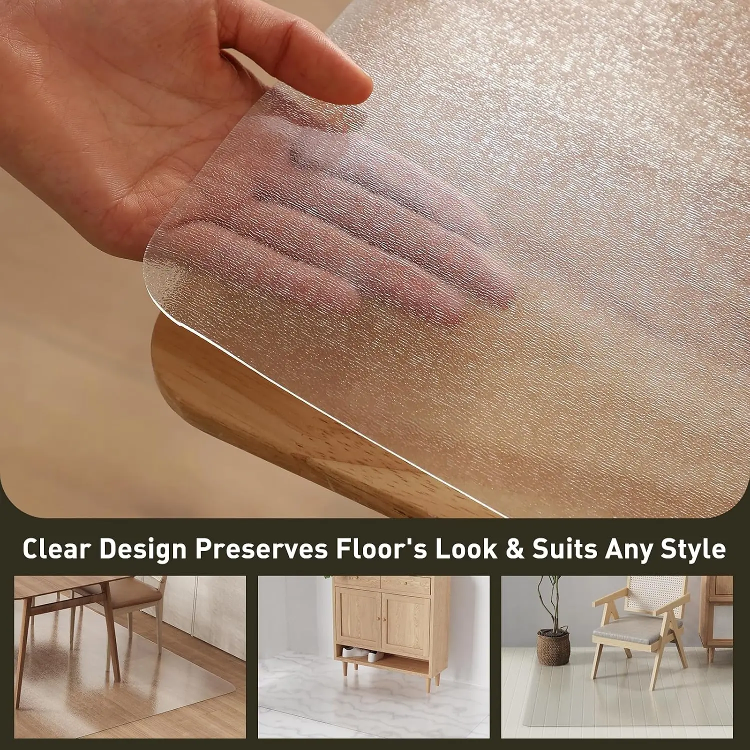 Clear Plastic Area Mat for Under Dining Table, 6'×9' Large Vinyl Area Rug