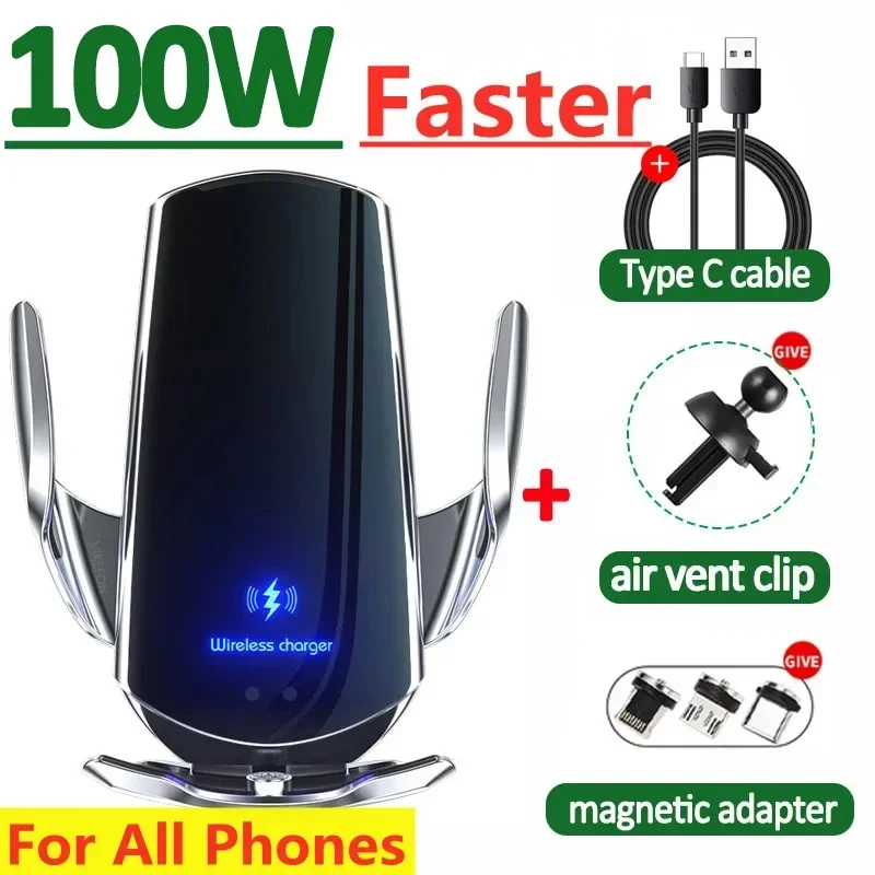 100W Wireless Car Charger Magnetic Car Phone Holder For iPhone 11 12 13 14 15 Pro Xiaomi Samsung Fast Charging Wireless Chargers