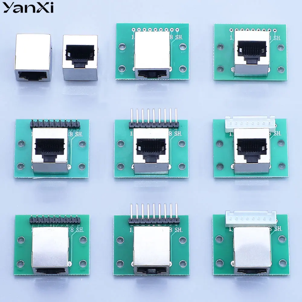 YanXi 1/2PCS RJ45 Adapter Board To XH2.54 Modular Ethernet Connector Adapter Network Interface + Breakout Board + Pin Header