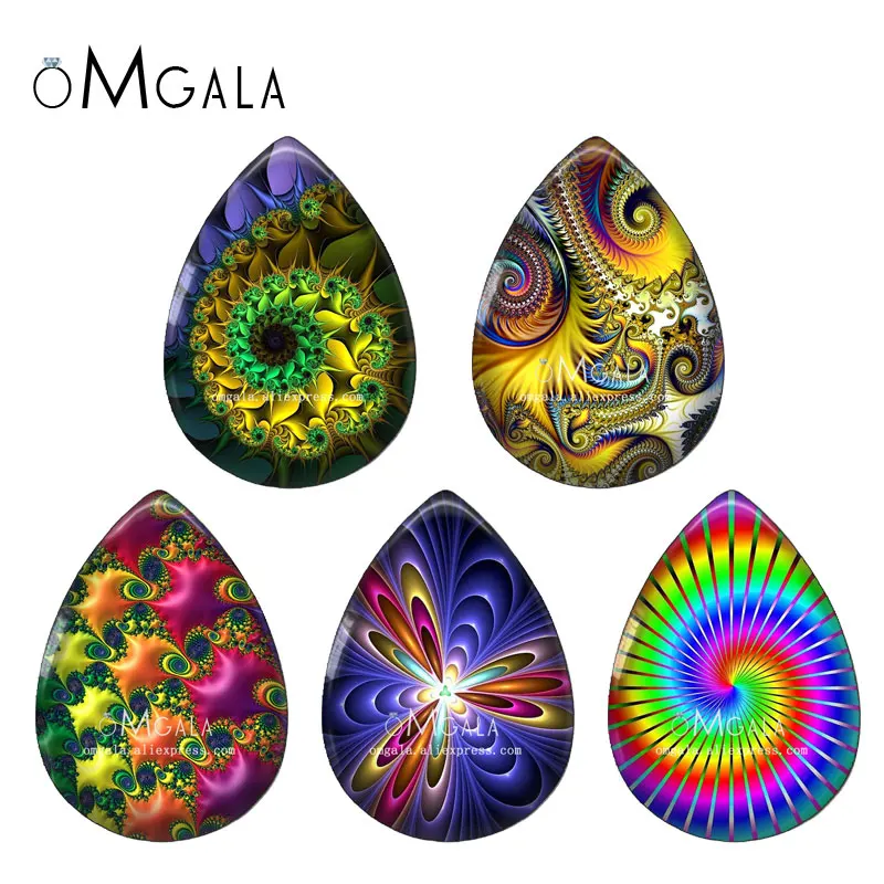 

Colorful Rainbow Rotational Patterns 13x18/18x25mm Photo Glass Cabochon Flat Back For DIY Jewelry Making Findings