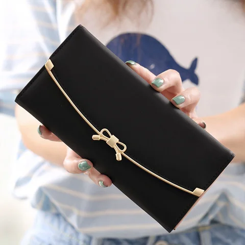 Versatile Temperament Women's Wallet Long Small Fresh Bow Multiple Card Slot Zero Wallet Student Versatile Handbag