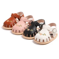 Leisure and comfortable baby girl sandals, breathable and lightweight summer floral wrap toe sandals