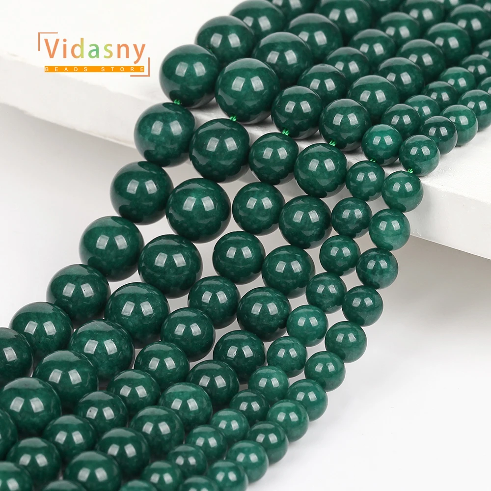 Natursteinperlen, grüne Chalcedon-Perlen für die Schmuckherstellung, runde lose Perlen, DIY-Zubehör, Armband, 6/8/10 mm, 15 Zoll – Detail 4