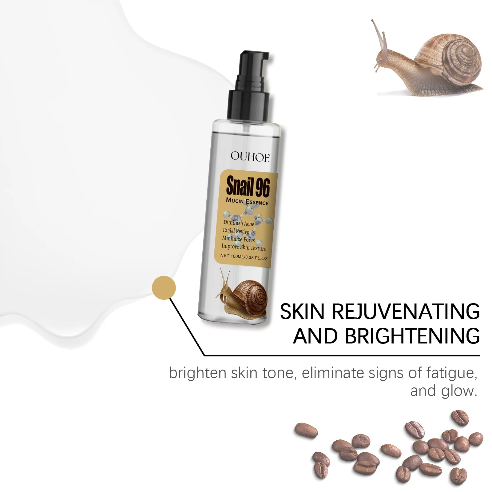 Snail 96 Mucin Serum Fade Fine Lines Shrink Pores Lifting Firm Hydrating Repairing Damaged Skin Moisturizing Brightening Essence