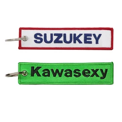 JDM anahtarlık Kawasexy/SUZUKEY LOGO nakış anahtarlık KAWASAKI motosikletler için araba anahtarları hediye moda anahtarlık