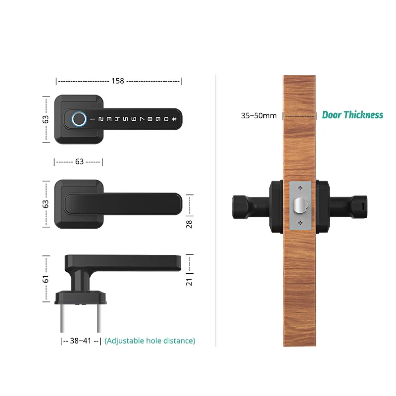 Imagem -06 - Europa Impressão Digital Inteligente Bloqueio tt App Controle Biométrico Senha Alavanca Lidar com Fechaduras Eletrônicas com Chaves para Casa t3