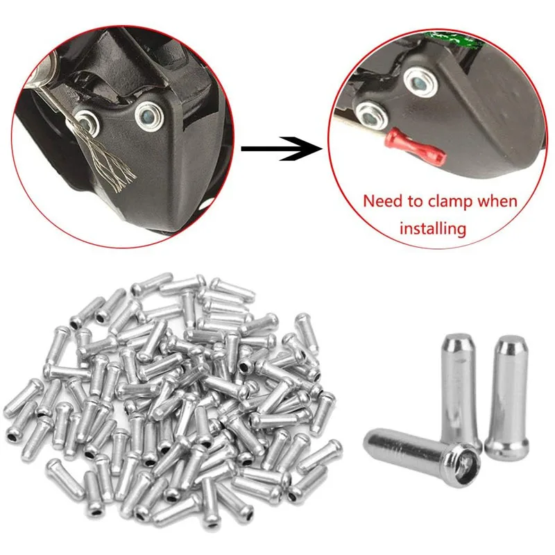 Imagem -04 - Alumínio Inner Cabo Dicas para Bicicleta Freio Shifter Derailleur Shift Cables End Caps Ciclo Ciclismo Peças Crimps 50 Pcs 100 Pcs