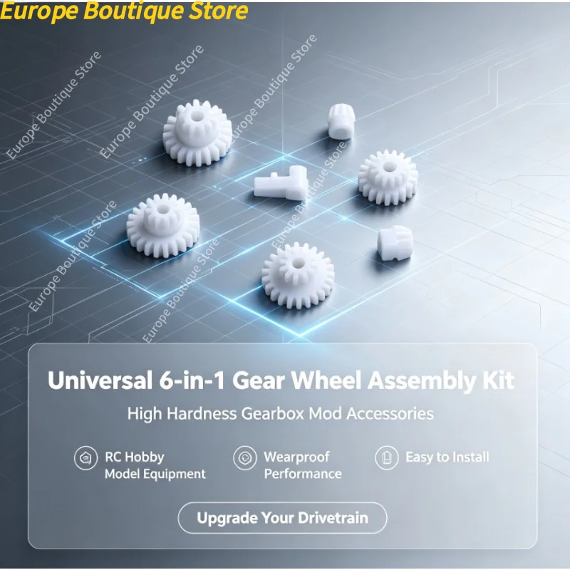 Universal 6-in-1 Gear Wheel Assembly Kit, High Hardness Wearproof Gearbox Mod Accessories for RC Hobby Model Equipment