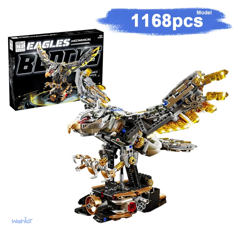 13084 Mechanikus Sas Modell 1168 db-os Építőelemek Tégla Készlet MOC Cyberpunk Sas Világítással Játékok Gyerekeknek Ajándékok