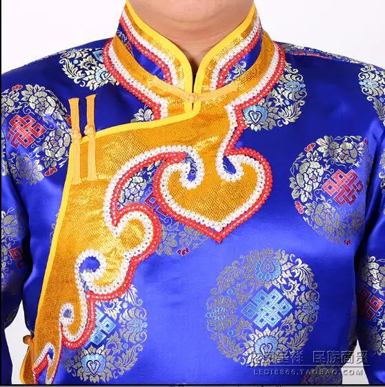 Men Chinese Mongolian Robe Traditional Groom Stage Dance Gown Long