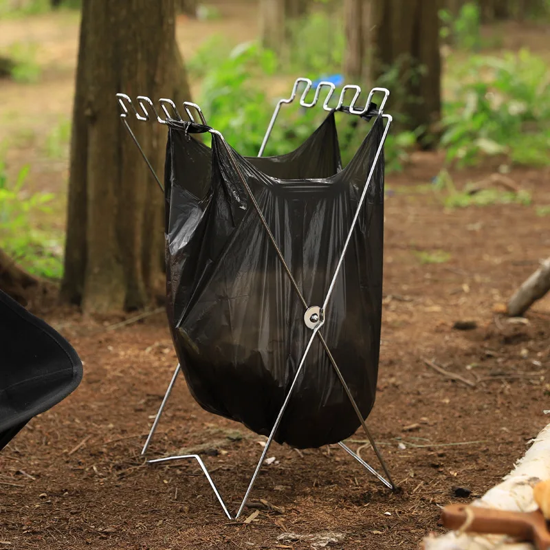 

Outdoor Picnic Portable Garbage Rack Metal Kitchen Folding Garbage Bag Holder Garbage Bin Holder