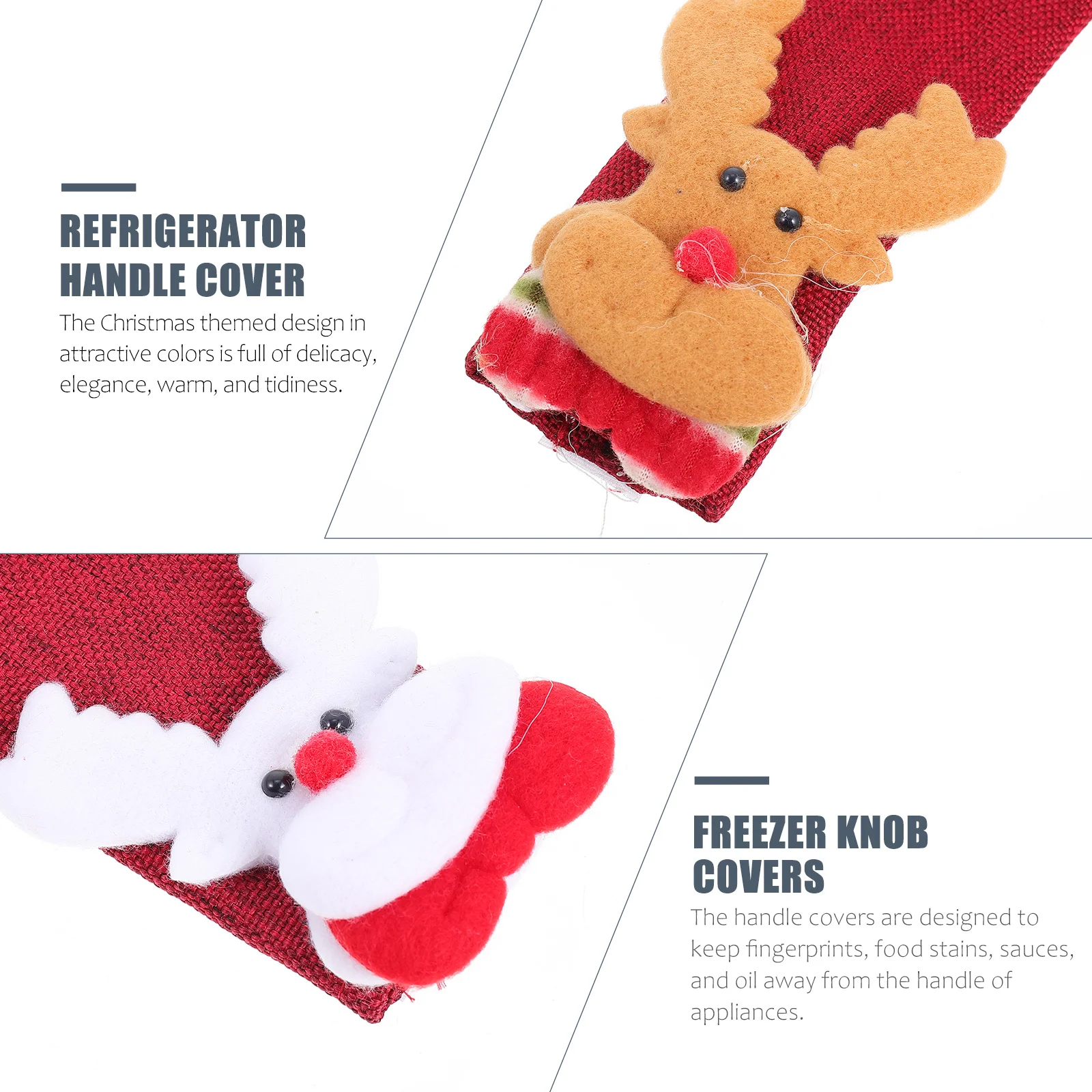 

4pcs Christmas Handle Covers Microwave Oven Knob Protectors Kitchen Cabinet Decorative Handle Cover Decor Xmas Kitchen Supply