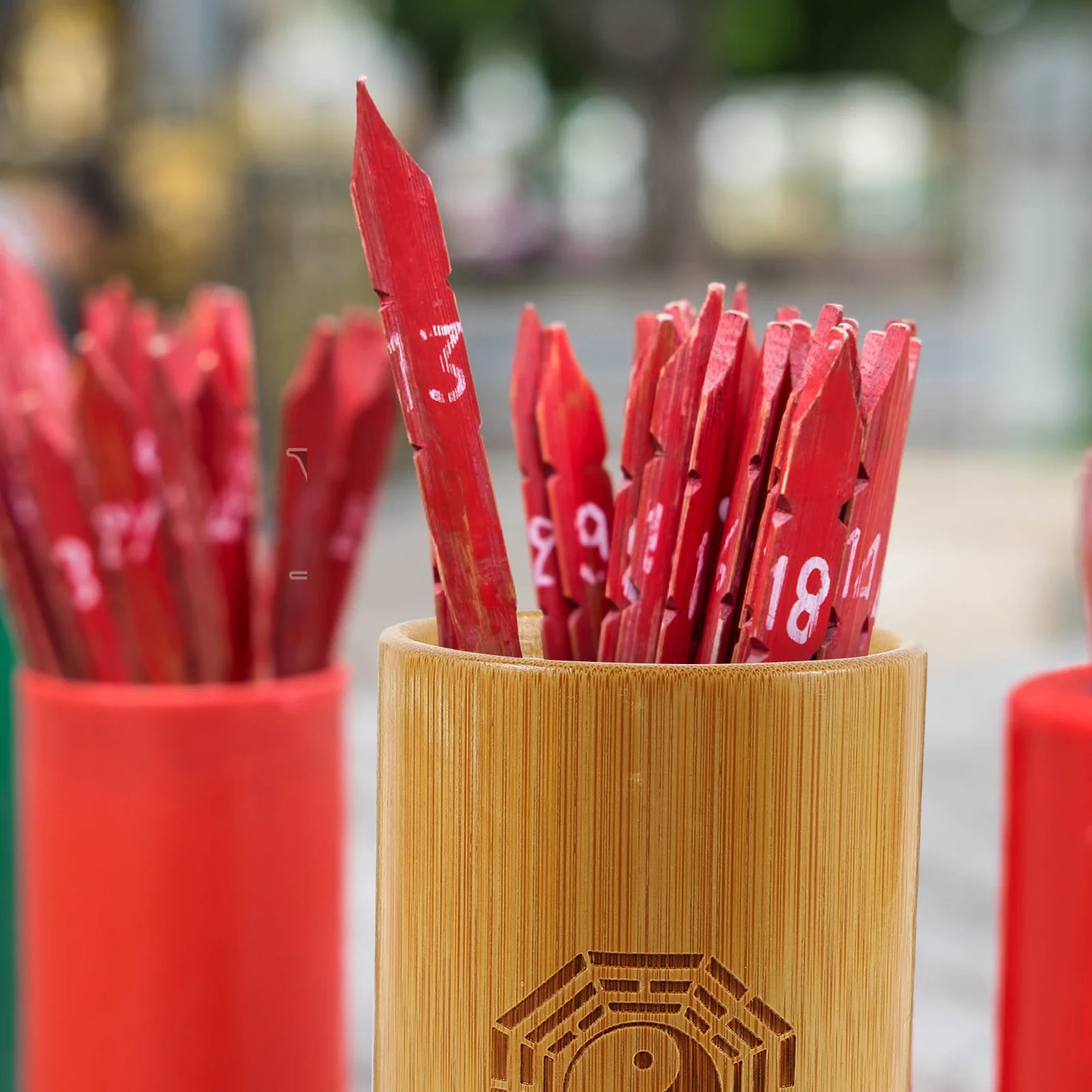 

1Set Fortune Divination Bucket Bamboo Pot Copper Coins Chinese Divination Game Prop Fortune Bamboo Pot Copper Coins with Bucket