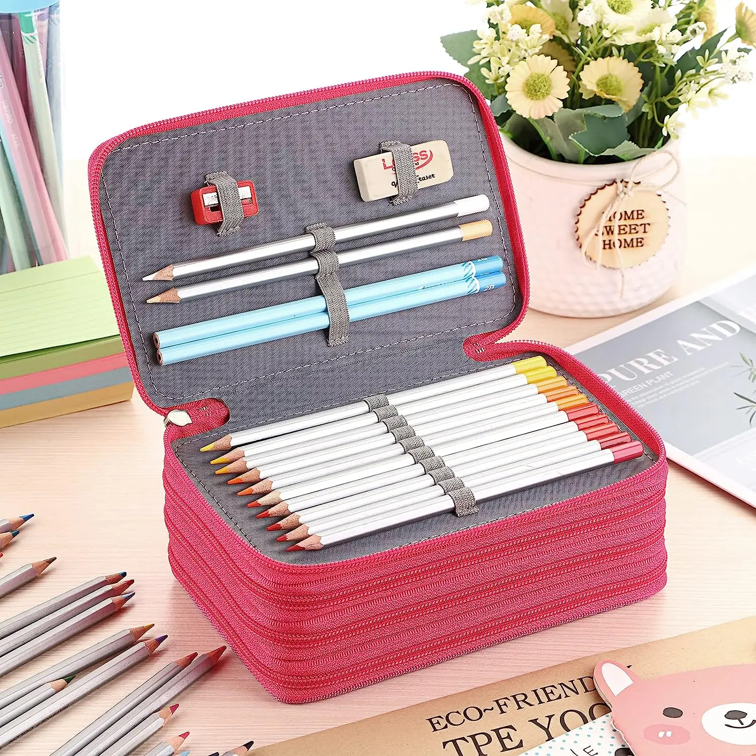 Handy Wareable Oxford Pencil Bag 72 Slots Pencil Organizer Portable Watercolor Pencil Wrap Case