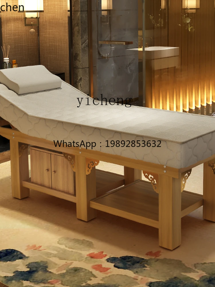 CZ  Solid Wood Latex Cotton Facial Bed Physiotherapy Bed Lifting Massage Couch Massage Bed Massage