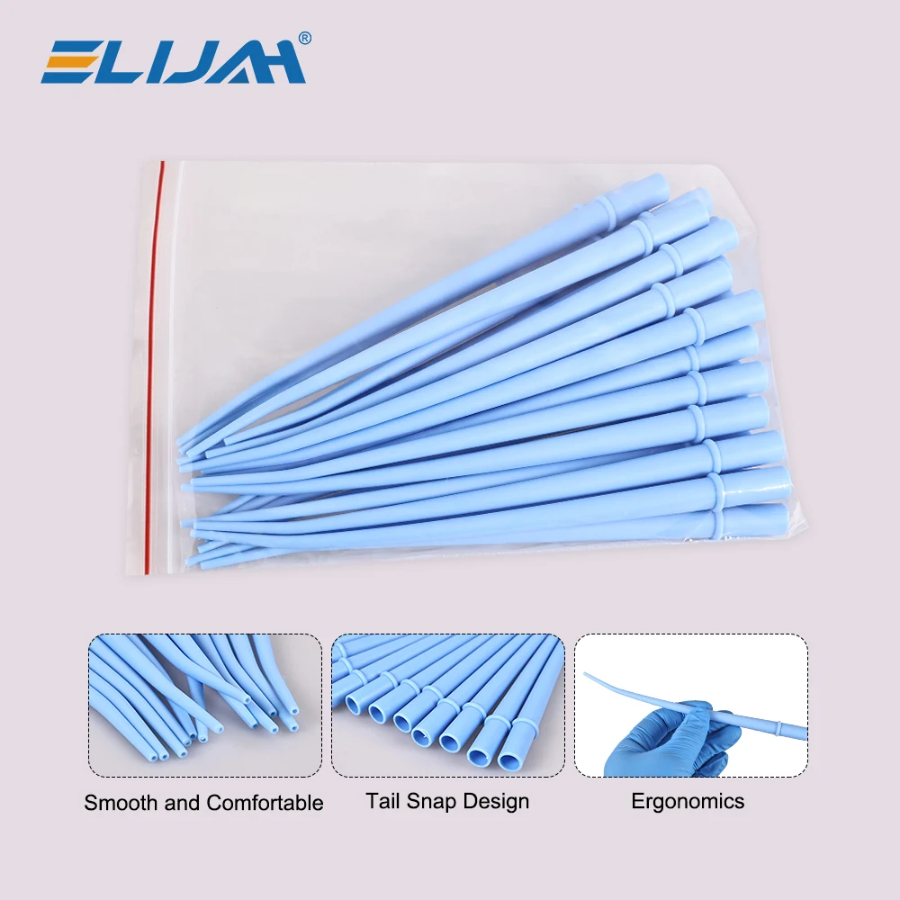 ELIJAH 25Pcs/Bag Disposable Saliva Ejector Dental Aspirator Elbow Suction Tip Saliva Tube Surgical Tools Dentistry Consumables