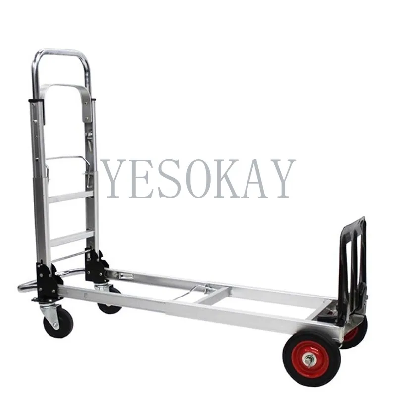 400KG Folding Hand Luggage Cart 200KG Shopping Trailer Express Logistics Handcart All Aluminum Flat Plate Handling Cargo Cart