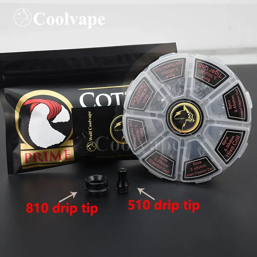 510 الشكل MTL بالتنقيط تلميح موجة بالتنقيط تلميح NI80 قبل بنيت لفائف كيت qp كونغ 28 مللي متر rda 810 بالتنقيط تلميح القطن ل rda rta rdta اكسسوارات