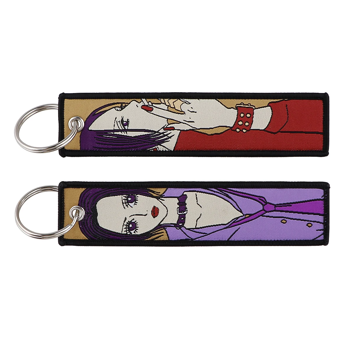 Japanese Anime Keychain For Motorcycles and Cars Manga Embroidery Key Fobs Key Tag Fashion Jewelry Key Ring Accessories