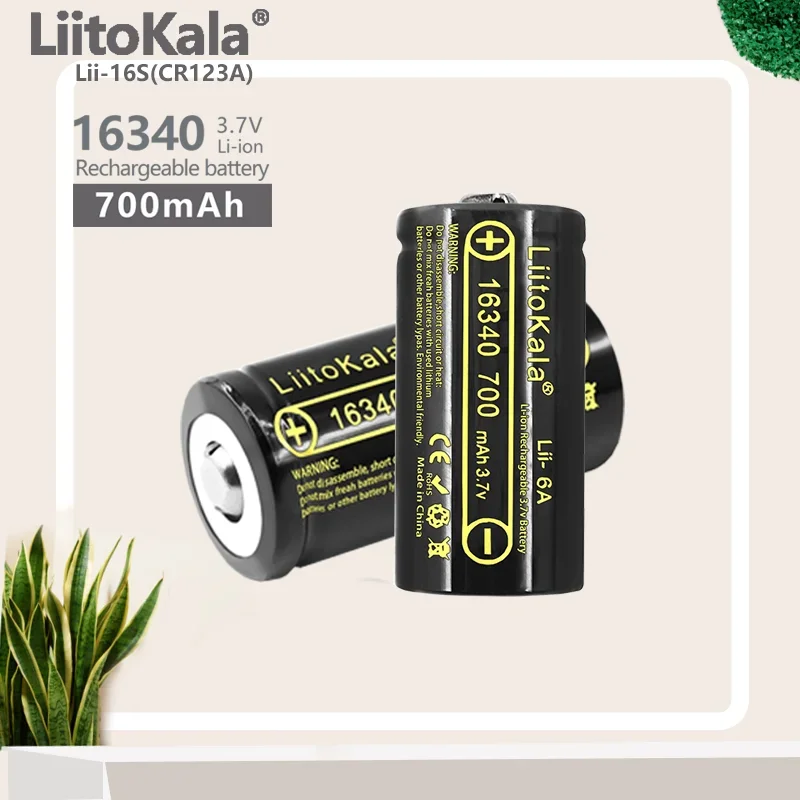 LiitoKala Lii-16A RCR123A 3.7V 16340 700mAh akumulator do kamera HD Arlo i Reolink argus 3.7V cr123a