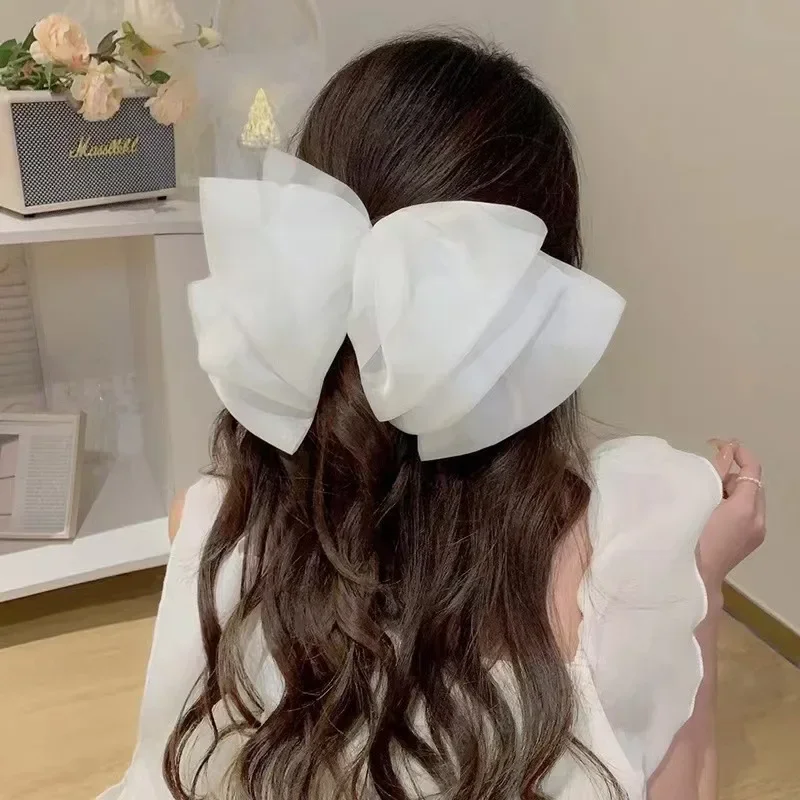 1pcs Sweet Mesh Thin Big Bow Hair Clip Korean Fashion Women Girls Hair Accessories 헤어핀  شبصات شعر بنات