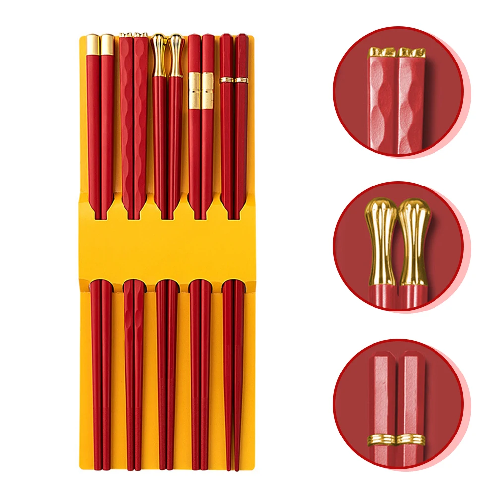 

Red Festive Chopsticks Reusable Japanese Style Simple Household Plastic Chop Sticks Non-Slip Environmentally