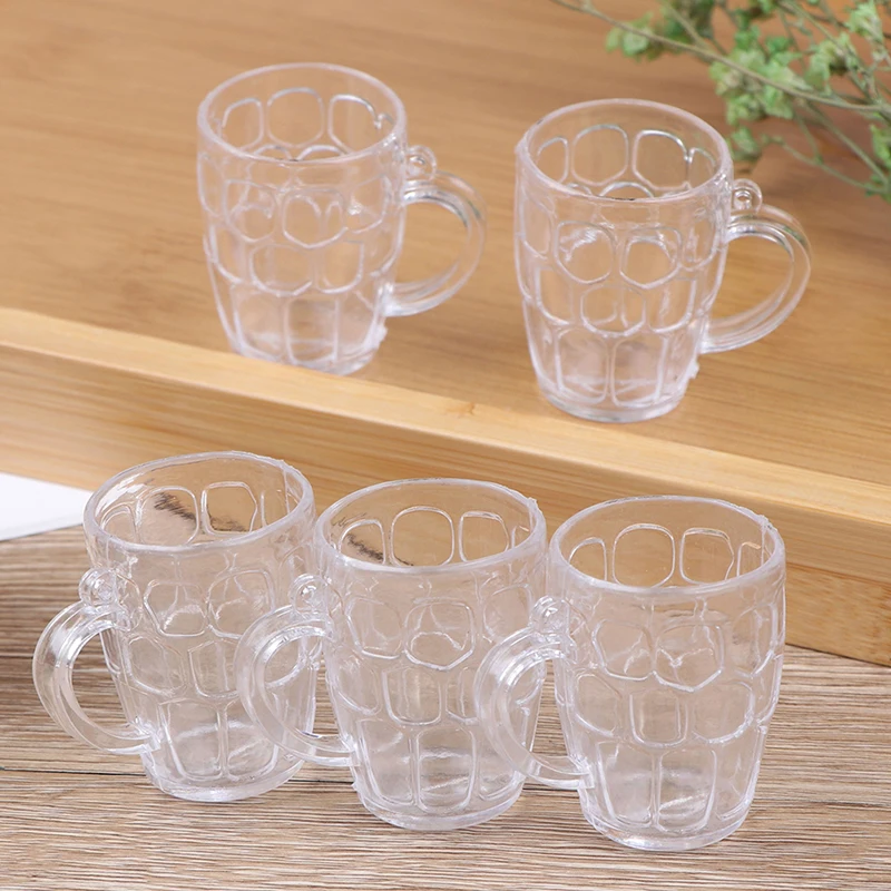 5Pcs 1:12 Dollhouse Miniature Accessories Plastic Transparent Wine Beer Cups