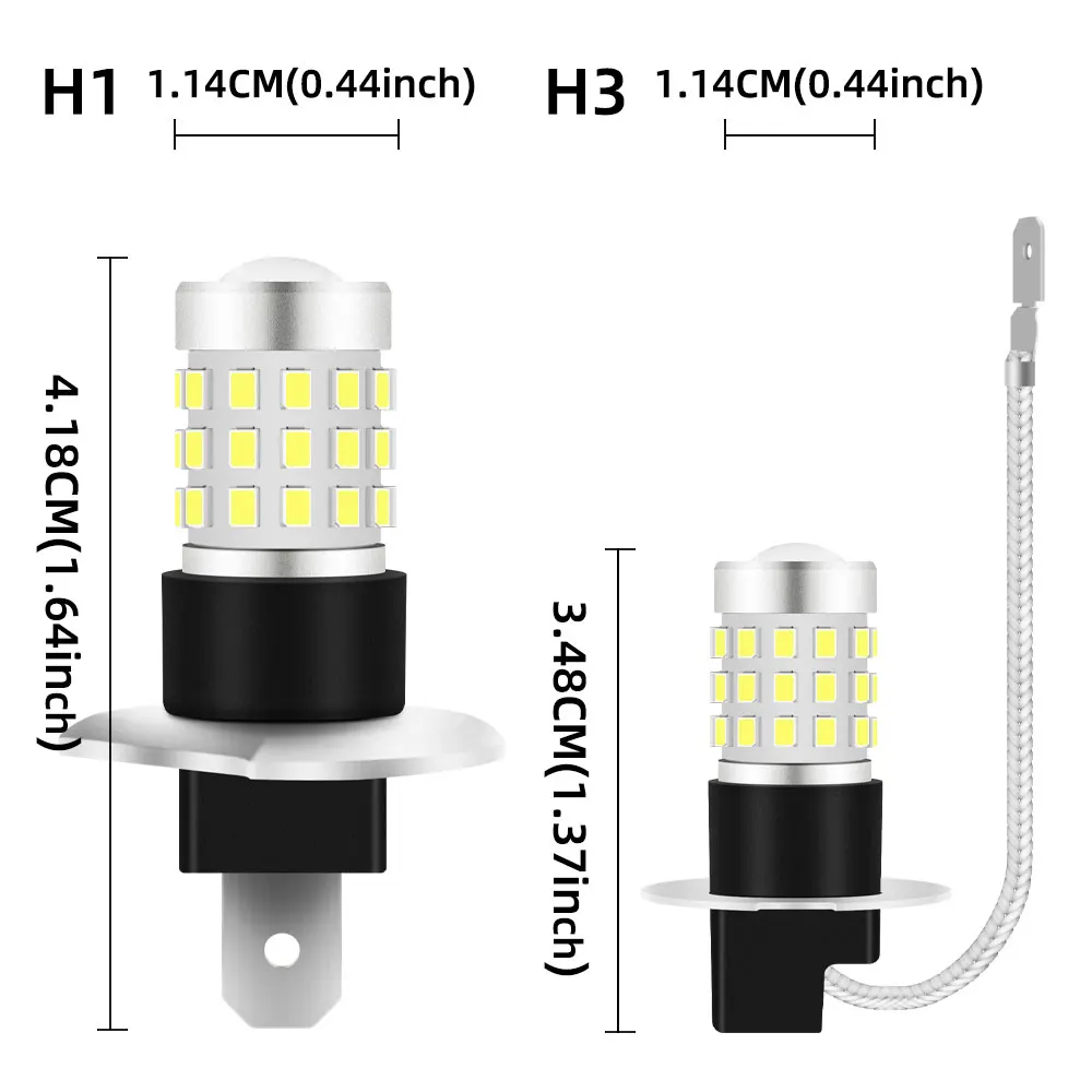 2PCS Car Fog Light 9-36V H3 LED with Lens Fog Running Light Bulb Super Bright LED Auto Lamp H3 LED Yellow No Adapter Required