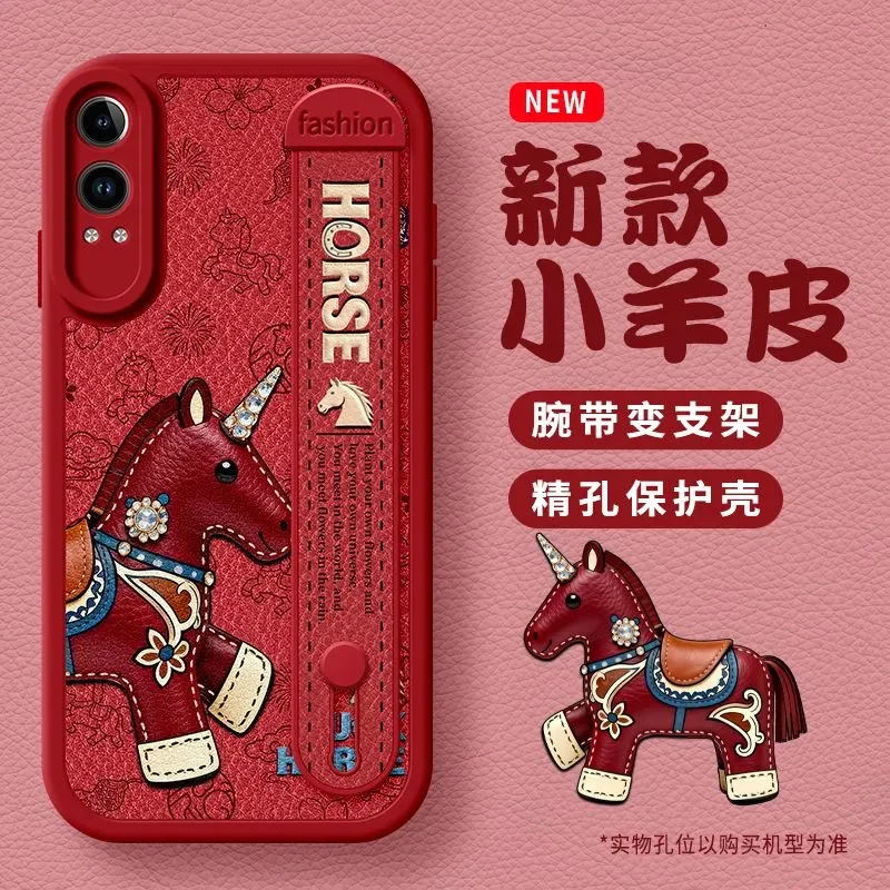

New Year Phone Case For OPPOFindX9Pro/X8Pro/X7Ultra/X6/X5Pro/k12/k11/k10/k9pro Case Horse Wristband Shockproof Casing Carcasa