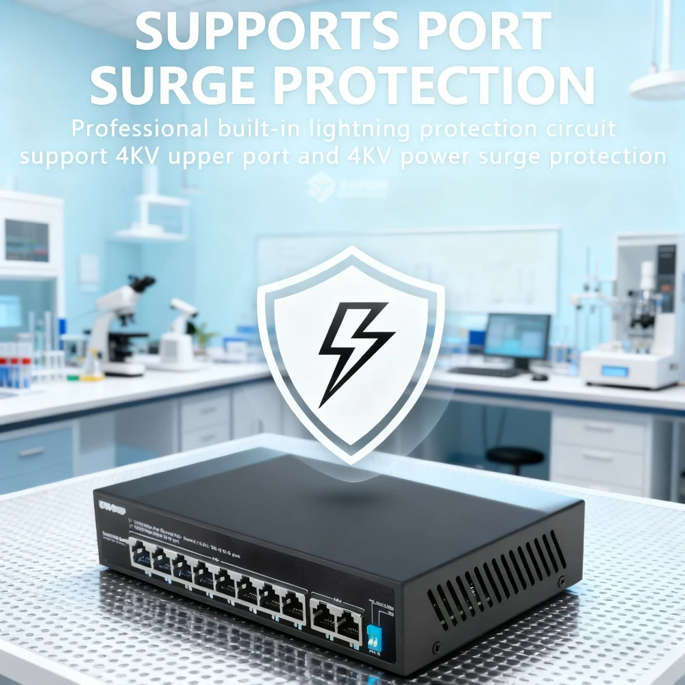 

POE switch 6/10 ports 10/100M Ethernet switch with 2 10/100M RJ45 ports AI intelligent network switch for IP cameras/wireless AP