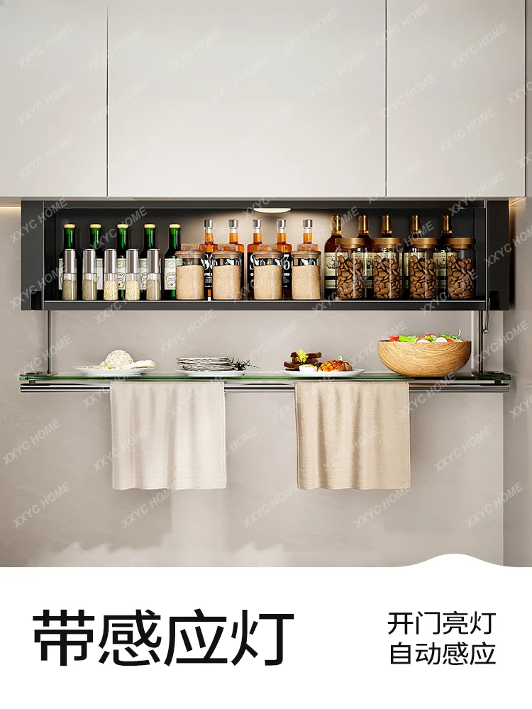 Kitchen seasonings, storage shelves, non-punching wall-mounted hanging cabinets, multi-functional storage cabinets below the