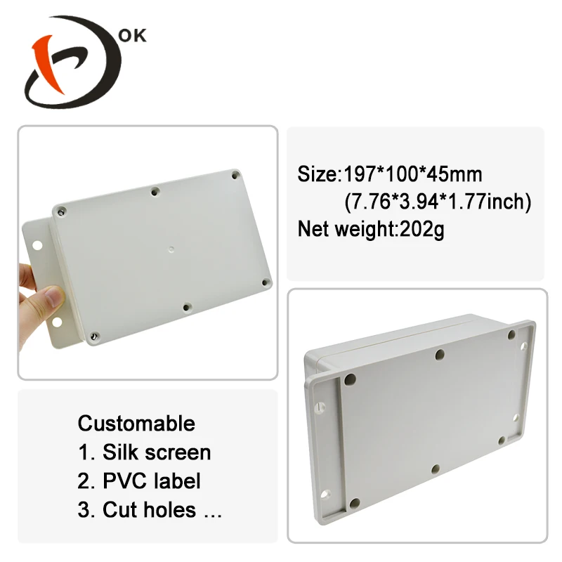 

1PCS 198*80*46mm High quality wall mount plastic enclosure plastic project box