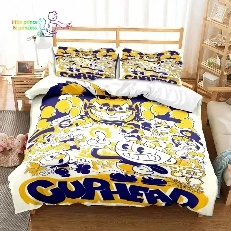 

Luxury New 3D Print Cuphead and Mugman Game Gamer Bedding Set Single Twin Full Queen King Bed Set Adult Kid Bedroom Bedding Gift