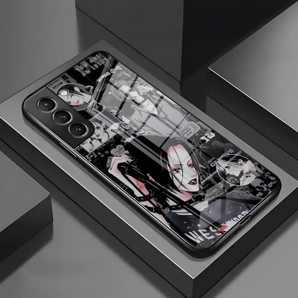 

MINISO-Anime Cool Nana Osaki Phone Case For Samsung S24 S23 S22 S21 S20 A24 A34 A54 Glass Design Cover