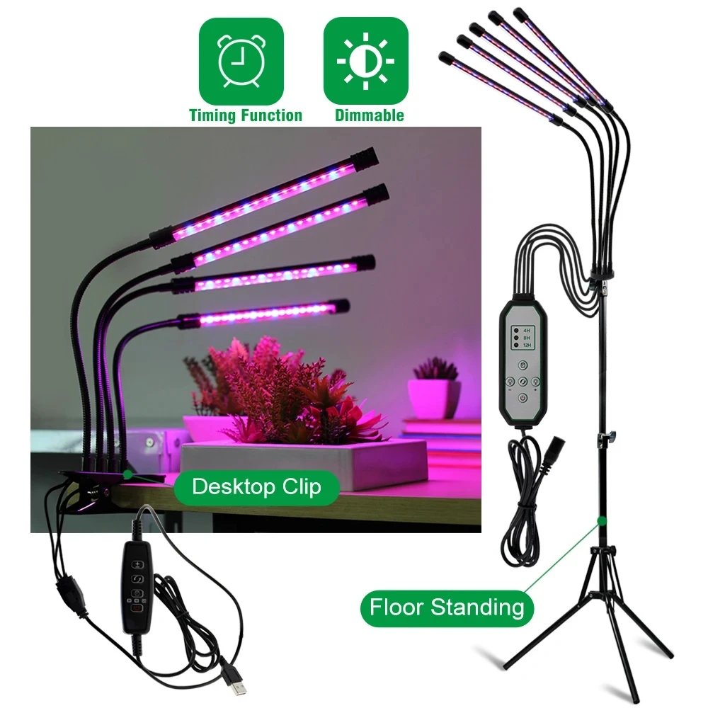 Imagem -02 - Lâmpada de Crescimento Vegetal de Espectro Completo Braçadeira para Ervas Suculentas e Mudas Phytolamp para Vegetais Dc5v 12v