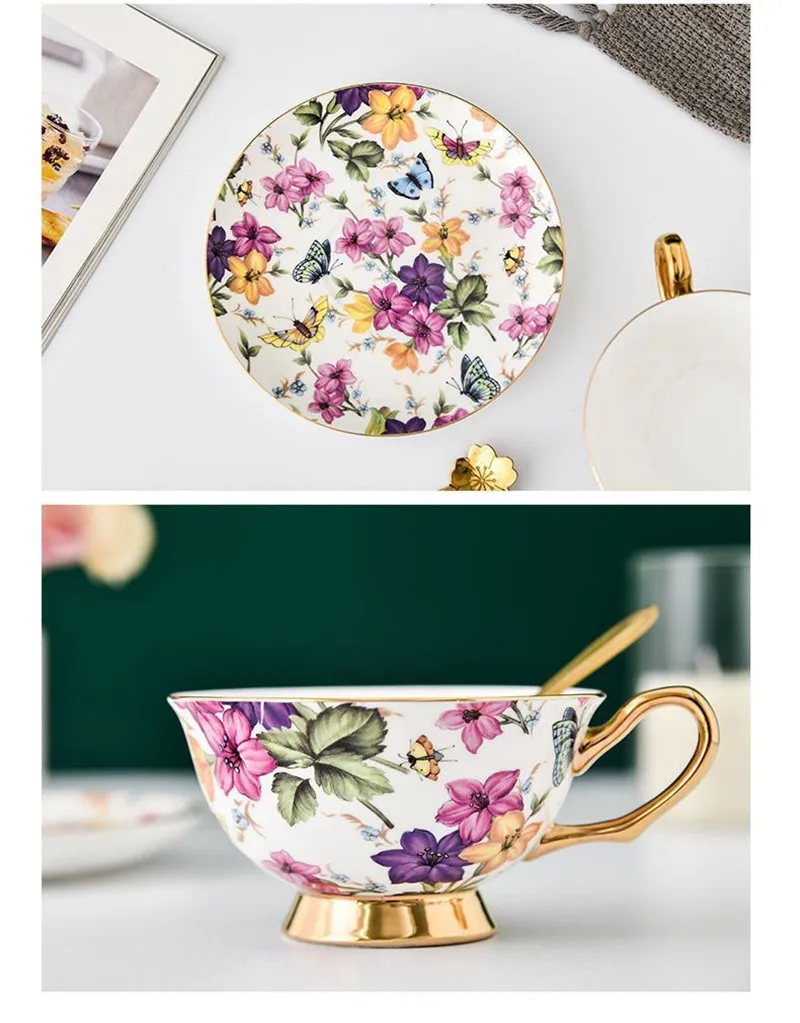 Novetly and Beautiful Coffee Cup and Saucer Spoon Set Bone China English Afternoon Tea Cup Black Tea Set Home Party Coffeeware - view 2