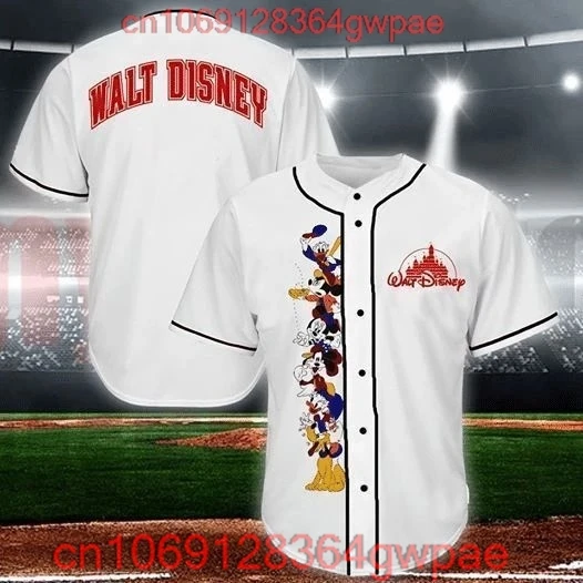 Disney Mickey Mouse Baseball Jersey Men\'s Casual Sports Short Sleeve Jersey Custom Name Walt Disney World Baseball Jersey Tops