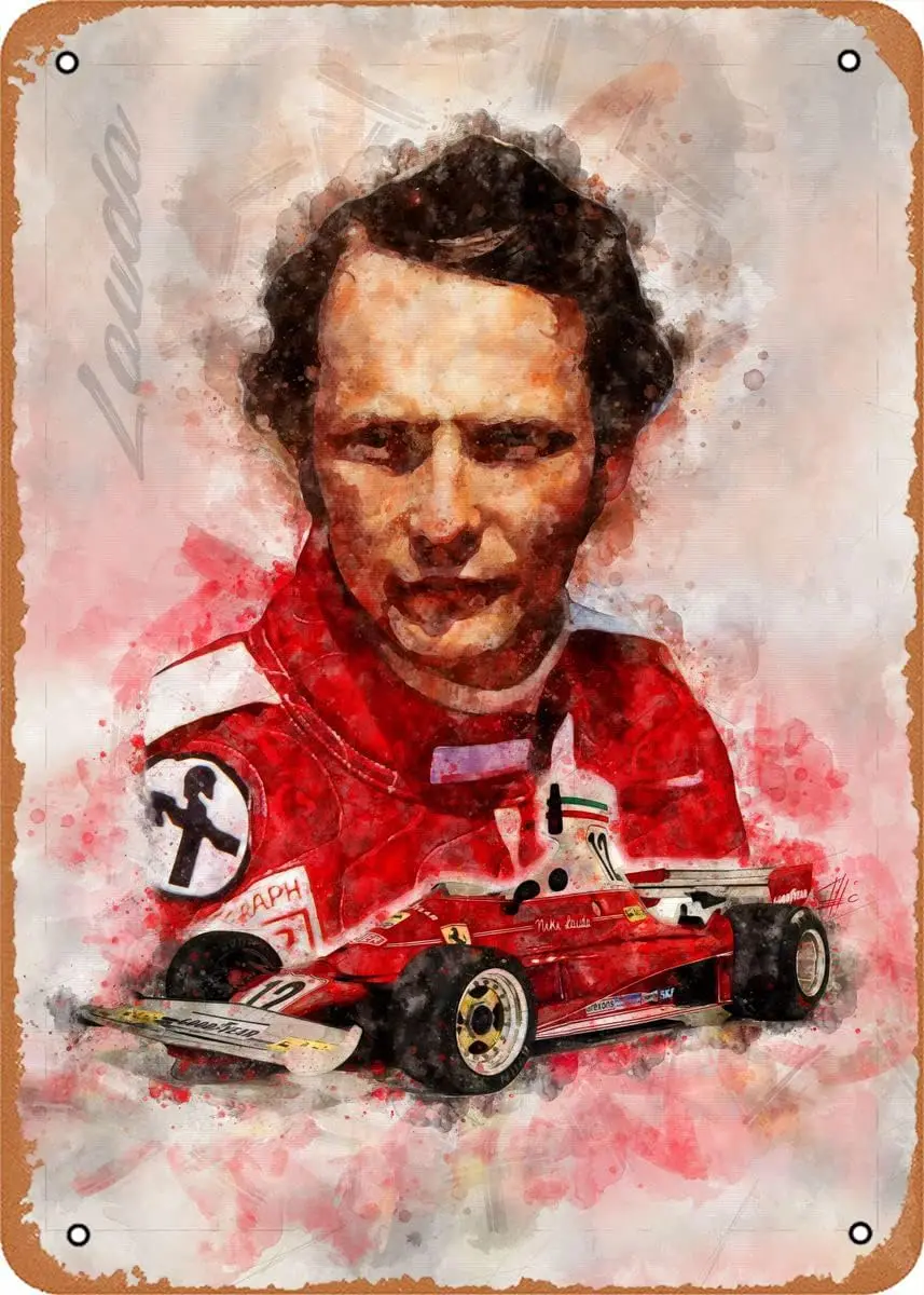 Targa in metallo Ysirseu Niki Lauda con ritratto, poster vintage, decorazione per la sala giochi maschile