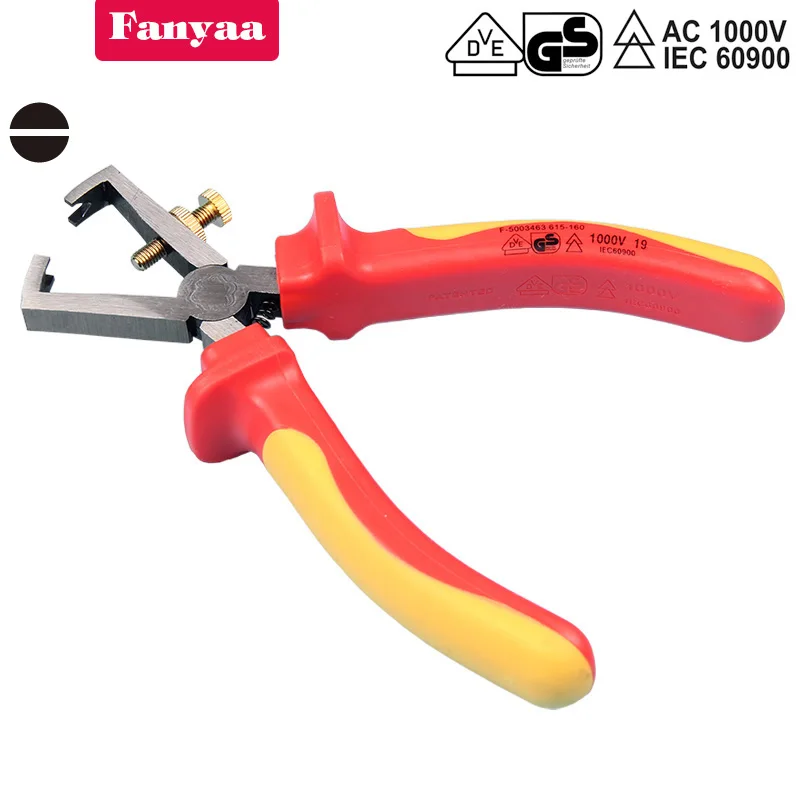 Fanyaa Insulated Wire Stripping Spring Pliers Electricians Power Cord Stripper Hand Tool 1000V, Crv Body and Non-Slip Handle