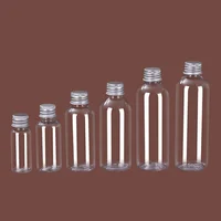 50 unids/lote 5-120ml botella de plástico tapa de aluminio Traval Vial vacío botellas de muestra contenedor transparente al por mayor