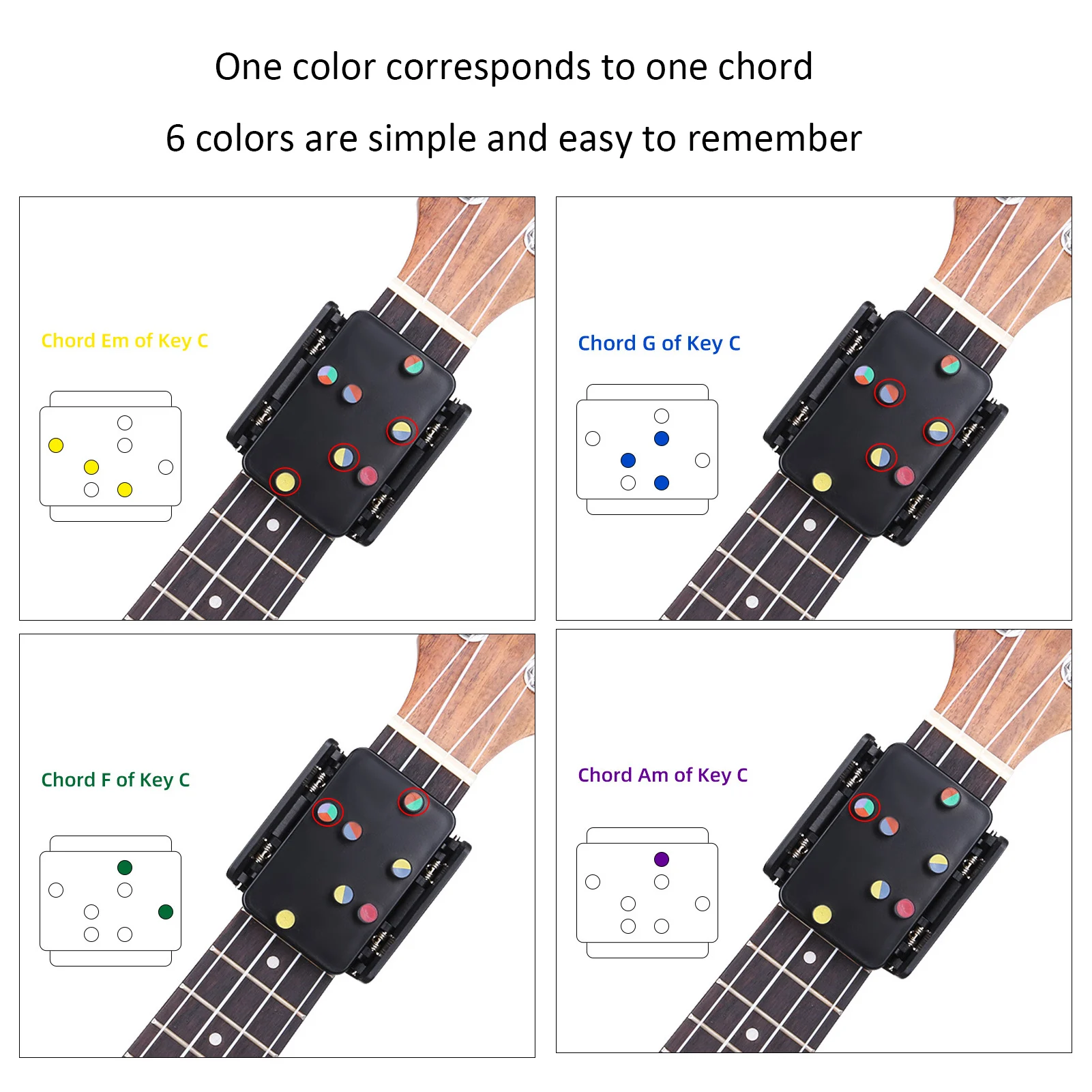 Ukulele Aid Black Chord Assisted Learning Tools Practice Assistant Accessories for Beginners