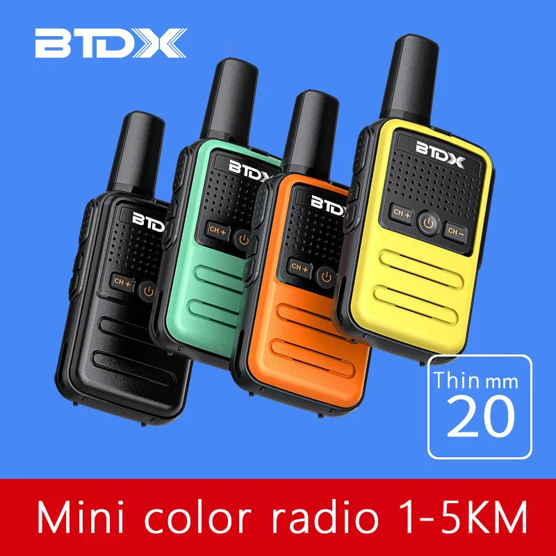 Mini walkie-talkie recargable para niños, transmisor inalámbrico, Uhf Delgado, 16 canales, Radio bidireccional, BTDX 320