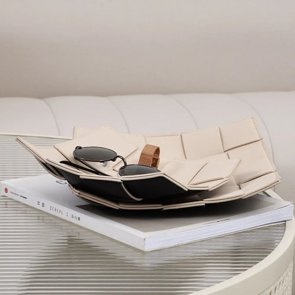 Waterproof Leather Woven Storage Tray Square Multi-functional Trinket Storage Dish Advanced Convenient
