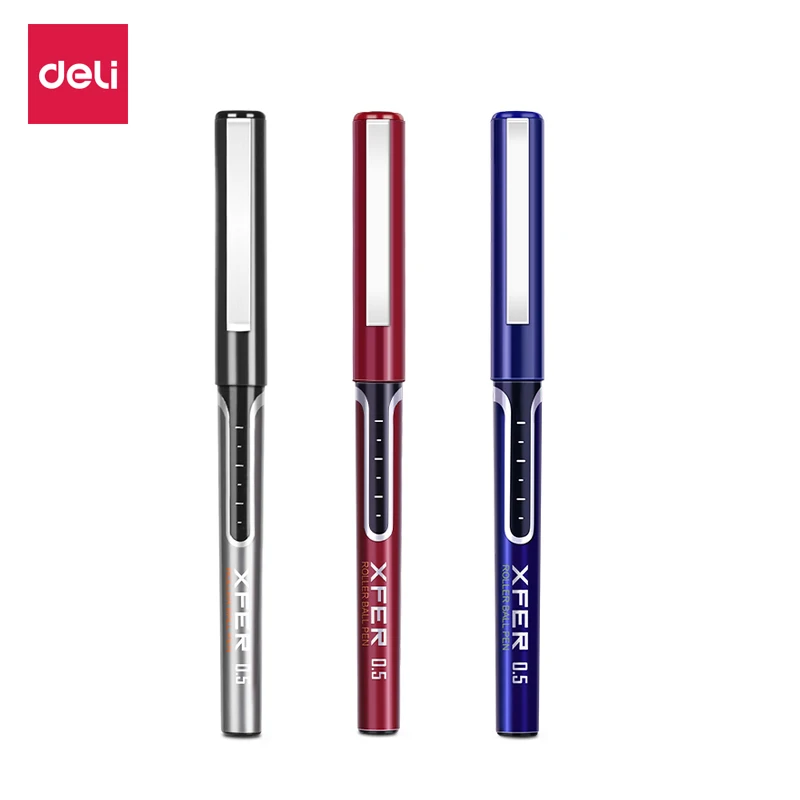 

Deli 0.5mm Black Blue Red Ink Quick-drying Straight Liquid Ballpoint Pen Gel Pen Signing Pen School Office Supplies Stationery