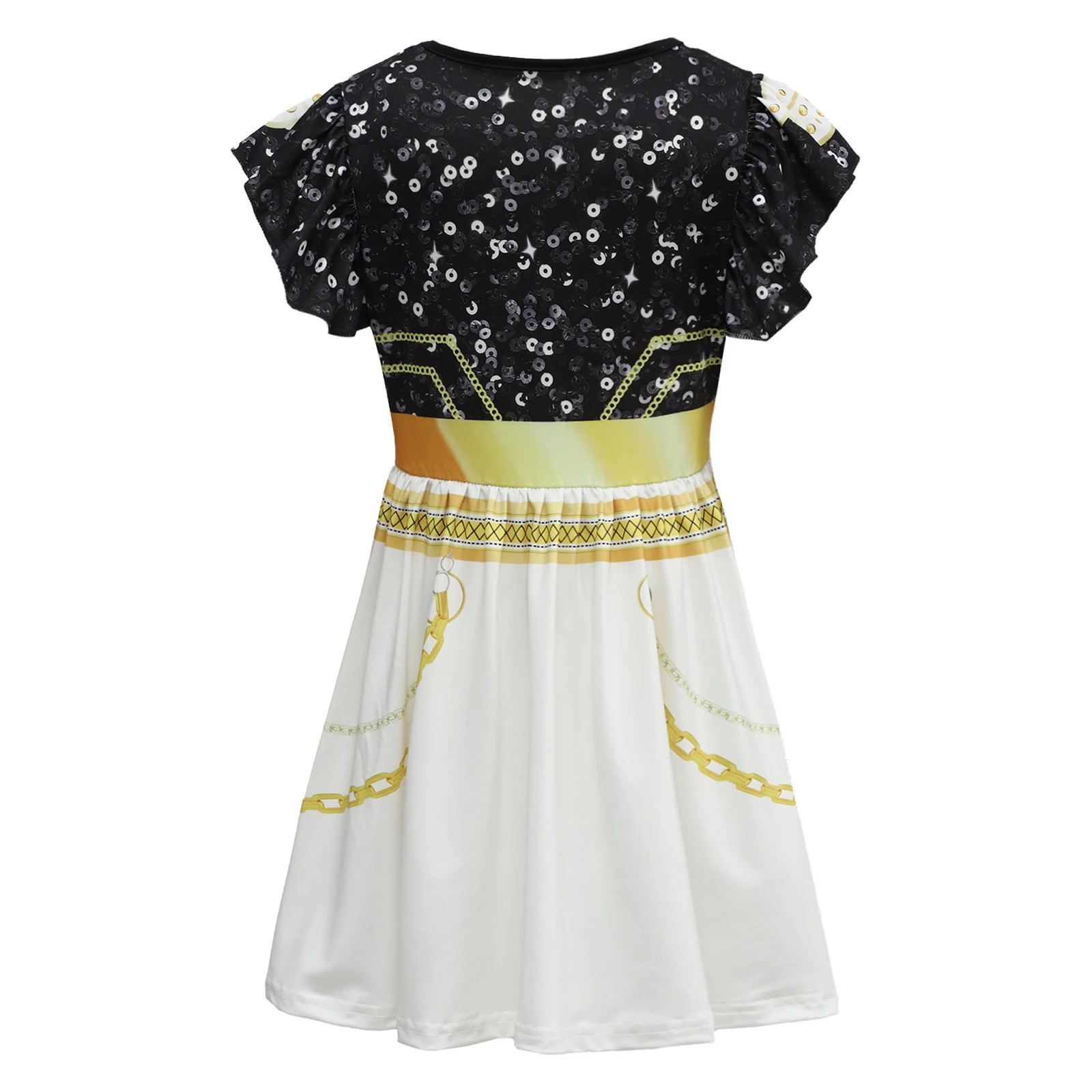 الفتيات هالوين كرنفال الشيطان الصيادين أنيمي Kpop المغني تأثيري أداء زي قصيرة الأكمام لامعة الترتر طباعة فستان رقص #3