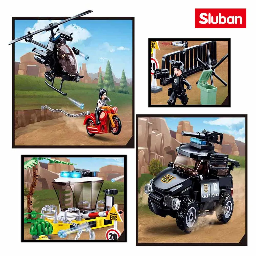 Sluban Building Block Toys City Police B0772 Border Drug Control 373PCS Bricks Police Corps Sets Compatbile With Leading Brands