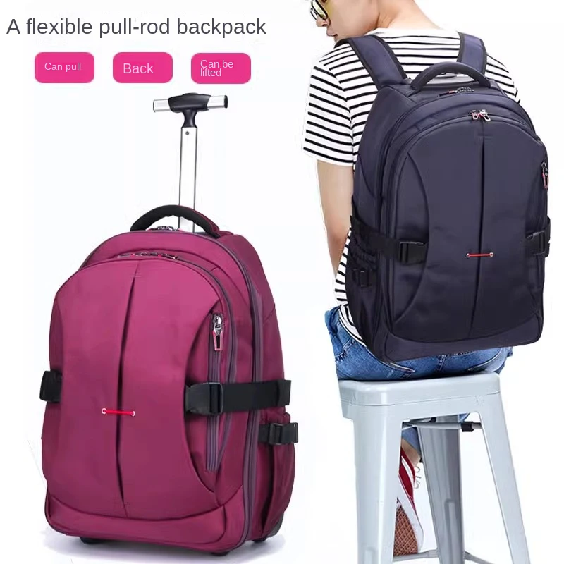 Trolley Luggage Backpack Travel Bags Women Cabin Carry on Backpack with Wheels Large Capacity Duffel Bag Computer Backpacks Men