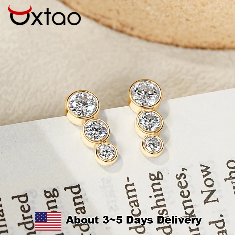 

Серьги-крючки OXTAO из стерлингового серебра 925 пробы с муассанитом U-образной формы, цвет D, VVS1, 5 мм, 4 мм, 3 мм, для женщин, серьги-гвоздики, ювелирный аксессуар